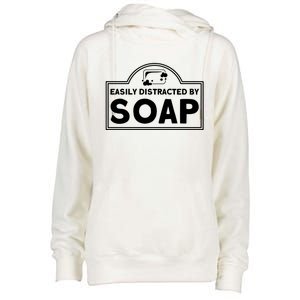 Soap Making Lovers Easily Distracted By Soap Maker Gift Womens Funnel Neck Pullover Hood