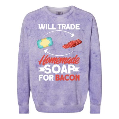 Soap Making Lovers Will Trade Bacon Homemade Soap Maker Gift Colorblast Crewneck Sweatshirt