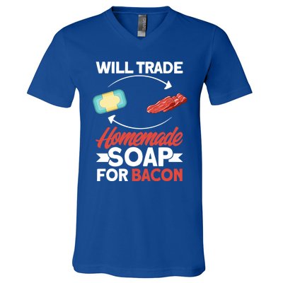 Soap Making Lovers Will Trade Bacon Homemade Soap Maker Gift V-Neck T-Shirt