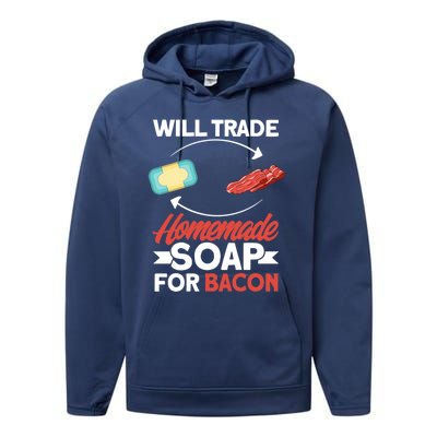 Soap Making Lovers Will Trade Bacon Homemade Soap Maker Gift Performance Fleece Hoodie