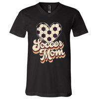 Soccer Mom Leopard Ball Mom Vintage Mother's Day V-Neck T-Shirt