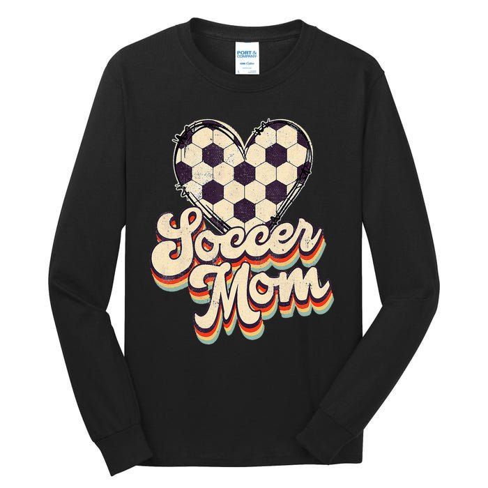 Soccer Mom Leopard Ball Mom Vintage Mother's Day Tall Long Sleeve T-Shirt