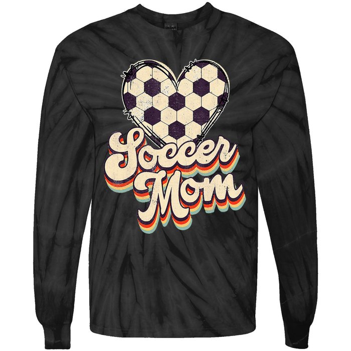 Soccer Mom Leopard Ball Mom Vintage Mother's Day Tie-Dye Long Sleeve Shirt