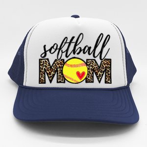 Softball Mom Leopard Funny Baseball Mom Mother's Day Trucker Hat