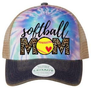 Softball Mom Leopard Funny Baseball Mom Mother's Day Legacy Tie Dye Trucker Hat