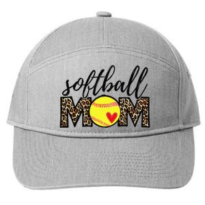 Softball Mom Leopard Funny Baseball Mom Mother's Day 7-Panel Snapback Hat