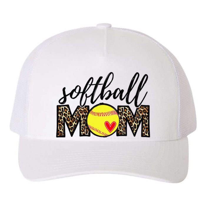 Softball Mom Leopard Funny Baseball Mom Mother's Day Yupoong Adult 5-Panel Trucker Hat