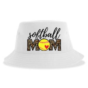 Softball Mom Leopard Funny Baseball Mom Mother's Day Sustainable Bucket Hat