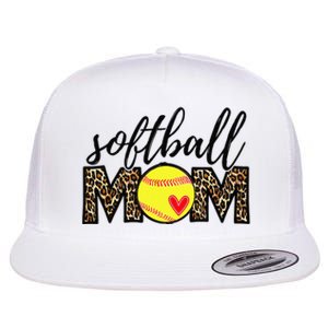 Softball Mom Leopard Funny Baseball Mom Mother's Day Flat Bill Trucker Hat