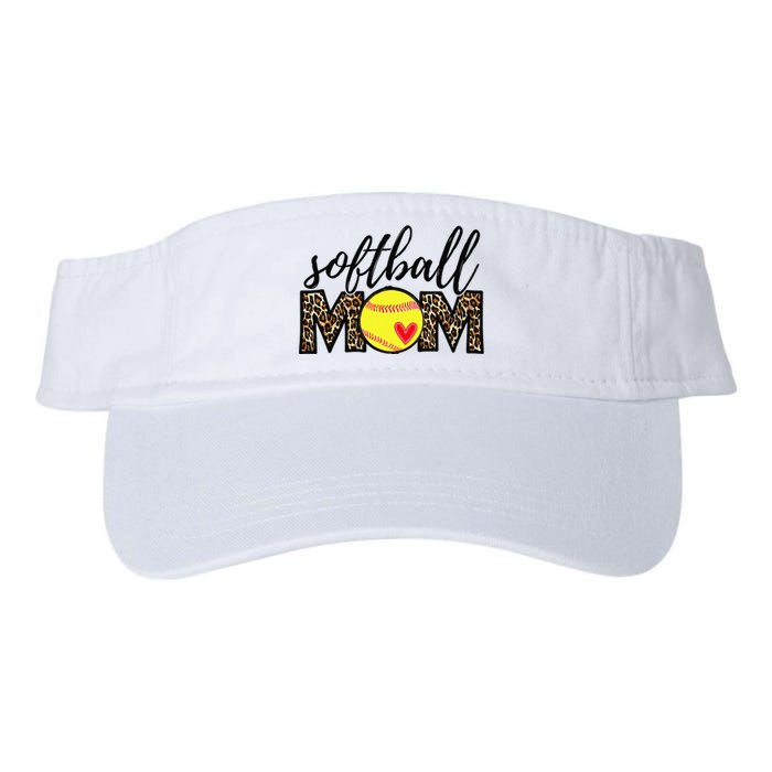 Softball Mom Leopard Funny Baseball Mom Mother's Day Valucap Bio-Washed Visor