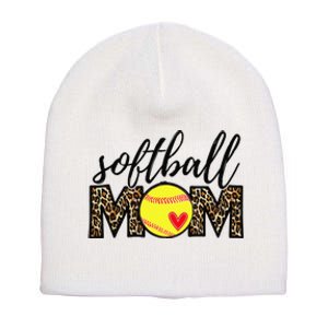 Softball Mom Leopard Funny Baseball Mom Mother's Day Short Acrylic Beanie