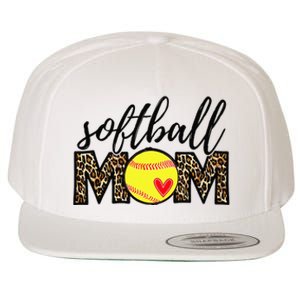 Softball Mom Leopard Funny Baseball Mom Mother's Day Wool Snapback Cap