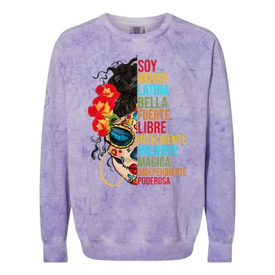 Soy Mujer Latina Fuerte Independiente Proud Mexican Women Colorblast Crewneck Sweatshirt