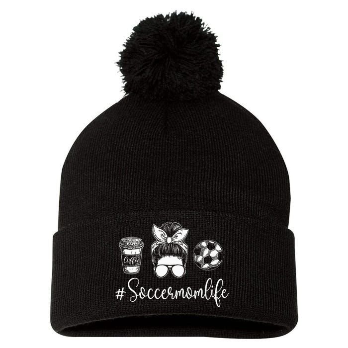 Soccer Mom Life Soccer Lover Soccer Mom Pom Pom 12in Knit Beanie