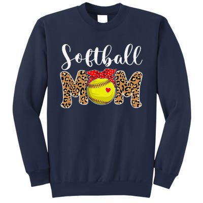 Softball Mom Leopard Messy Bun Game Day Funny Mothers Day Sweatshirt