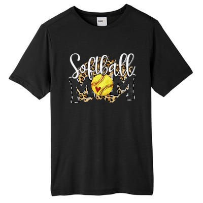 Softball Mom Leopard Funny Baseball Mom MotherS Day 2024 Tall Fusion ChromaSoft Performance T-Shirt