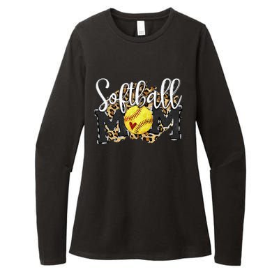 Softball Mom Leopard Funny Baseball Mom MotherS Day 2024 Womens CVC Long Sleeve Shirt