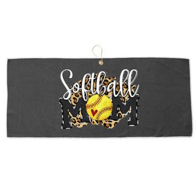 Softball Mom Leopard Funny Baseball Mom MotherS Day 2024 Large Microfiber Waffle Golf Towel