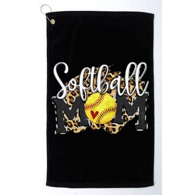 Softball Mom Leopard Funny Baseball Mom MotherS Day 2024 Platinum Collection Golf Towel