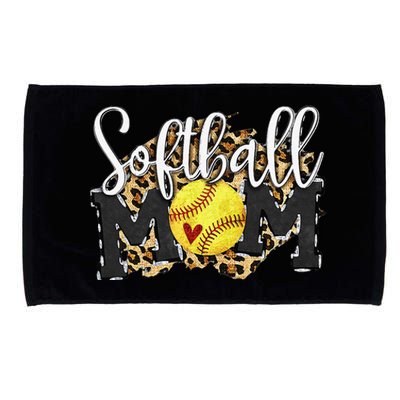 Softball Mom Leopard Funny Baseball Mom MotherS Day 2024 Microfiber Hand Towel