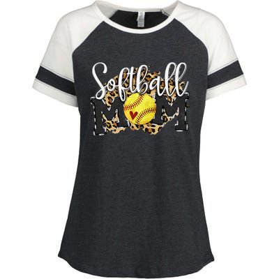 Softball Mom Leopard Funny Baseball Mom MotherS Day 2024 Enza Ladies Jersey Colorblock Tee