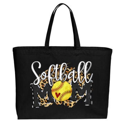 Softball Mom Leopard Funny Baseball Mom MotherS Day 2024 Cotton Canvas Jumbo Tote