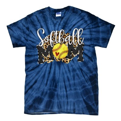 Softball Mom Leopard Funny Baseball Mom MotherS Day 2024 Tie-Dye T-Shirt