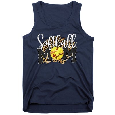 Softball Mom Leopard Funny Baseball Mom MotherS Day 2024 Tank Top