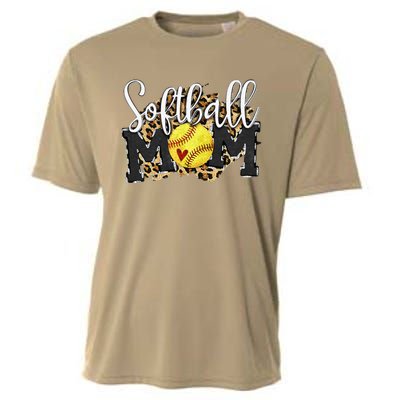 Softball Mom Leopard Funny Baseball Mom MotherS Day 2024 Cooling Performance Crew T-Shirt