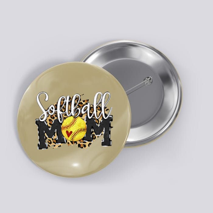 Softball Mom Leopard Funny Baseball Mom MotherS Day 2024 Button