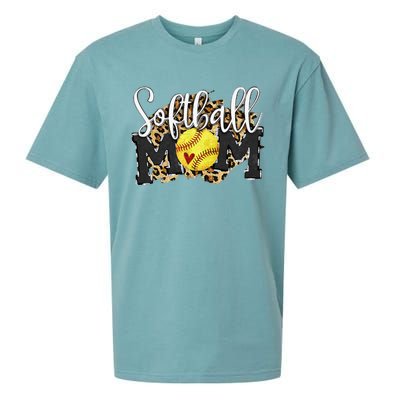 Softball Mom Leopard Funny Baseball Mom MotherS Day 2024 Sueded Cloud Jersey T-Shirt