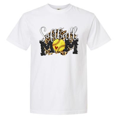 Softball Mom Leopard Funny Baseball Mom MotherS Day 2024 Garment-Dyed Heavyweight T-Shirt