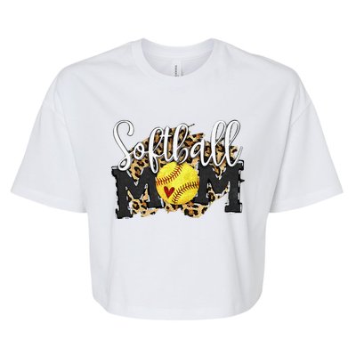 Softball Mom Leopard Funny Baseball Mom MotherS Day 2024 Bella+Canvas Jersey Crop Tee