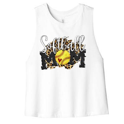 Softball Mom Leopard Funny Baseball Mom MotherS Day 2024 Women's Racerback Cropped Tank