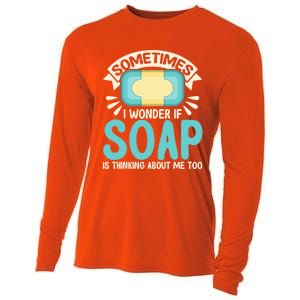 Soap Making Lovers I Wonder If Soap Maker Funny Gift Cooling Performance Long Sleeve Crew