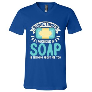 Soap Making Lovers I Wonder If Soap Maker Funny Gift V-Neck T-Shirt