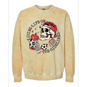 Soccer Mama Living Life On The Sidelines Skeleton Coffee Colorblast Crewneck Sweatshirt