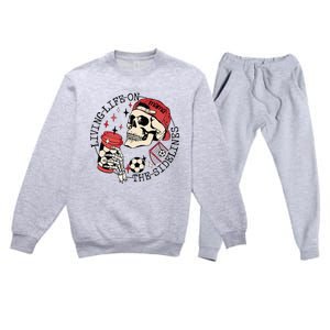 Soccer Mama Living Life On The Sidelines Skeleton Coffee Premium Crewneck Sweatsuit Set