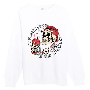 Soccer Mama Living Life On The Sidelines Skeleton Coffee Premium Crewneck Sweatshirt