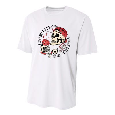 Soccer Mama Living Life On The Sidelines Skeleton Coffee Youth Performance Sprint T-Shirt