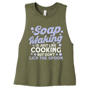 Soap Making Lovers Don't Lick The Spoon Soap Maker Great Gift Women's Racerback Cropped Tank