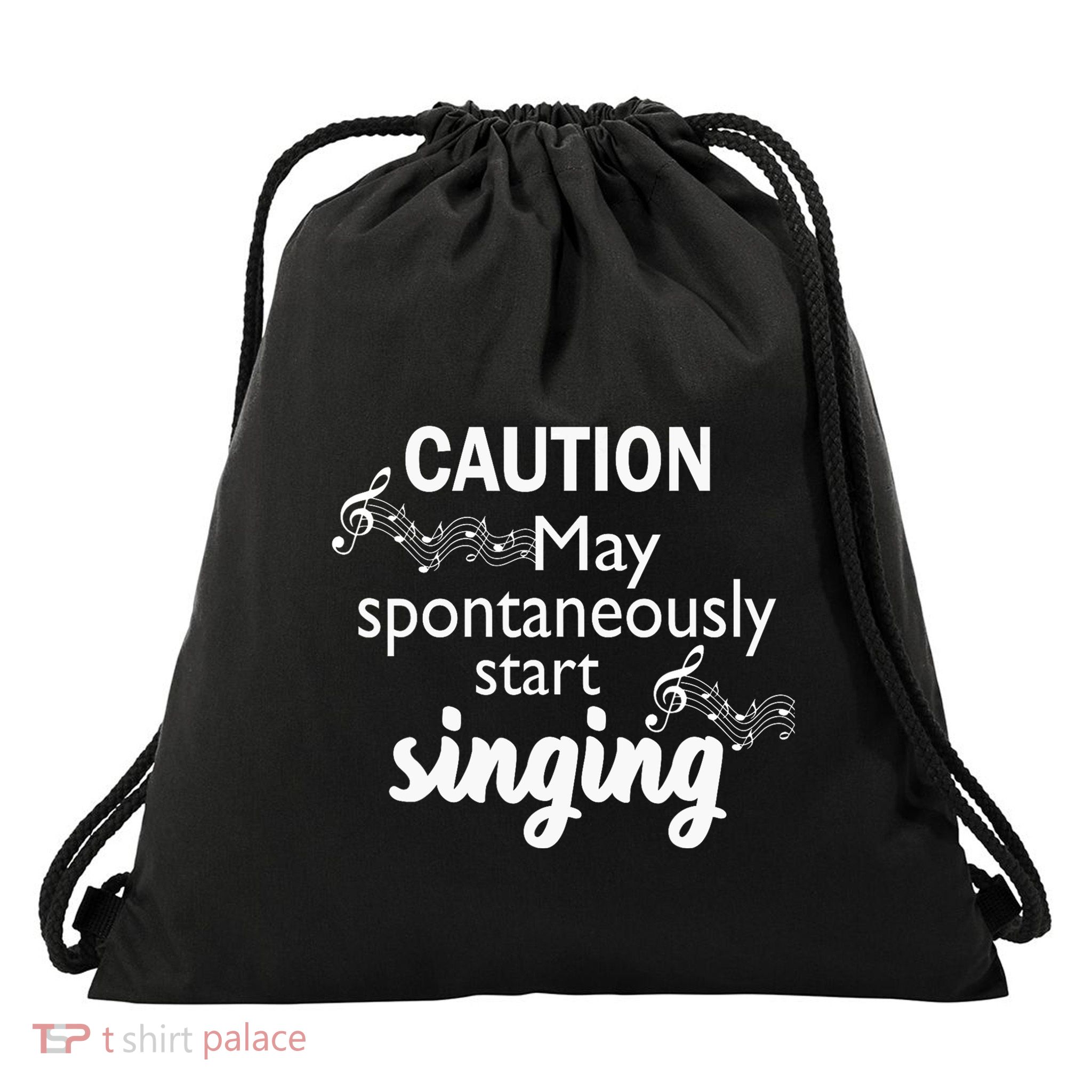 Singing Music Lover Gift Caution May Start Singing Drawstring Bag