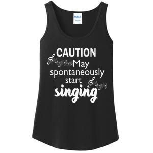 Singing Music Lover Gift Caution May Start Singing Ladies Essential Tank