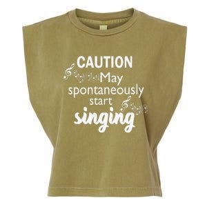 Singing Music Lover Gift Caution May Start Singing Garment-Dyed Women's Muscle Tee