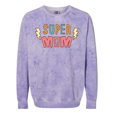 Super Mom Lighting Bolt Gift Colorblast Crewneck Sweatshirt