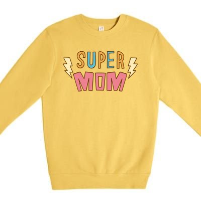 Super Mom Lighting Bolt Gift Premium Crewneck Sweatshirt