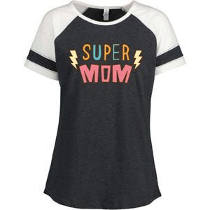 Super Mom Lighting Bolt Gift Enza Ladies Jersey Colorblock Tee