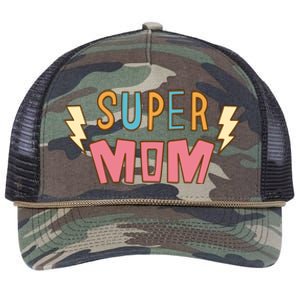 Super Mom Lighting Bolt Gift Retro Rope Trucker Hat Cap