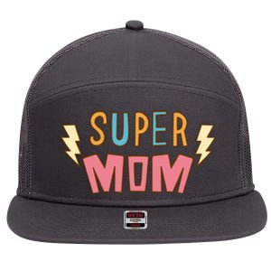 Super Mom Lighting Bolt Gift 7 Panel Mesh Trucker Snapback Hat