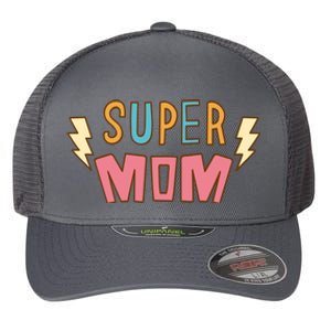 Super Mom Lighting Bolt Gift Flexfit Unipanel Trucker Cap